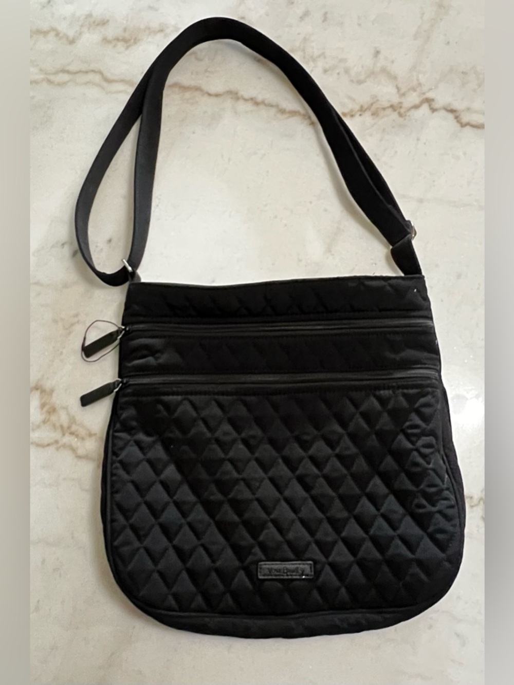 Vera Bradley Black Triple Zip Hipster Crossbody Bag Moon Blooms Leaf  Fall 2014